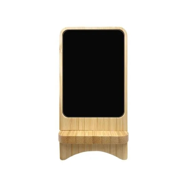 LED Light-Up Bamboo Wireless Charger Stand – Custom Engraved Fast Charging Dock | Eco-Friendly Wireless Phone Charger