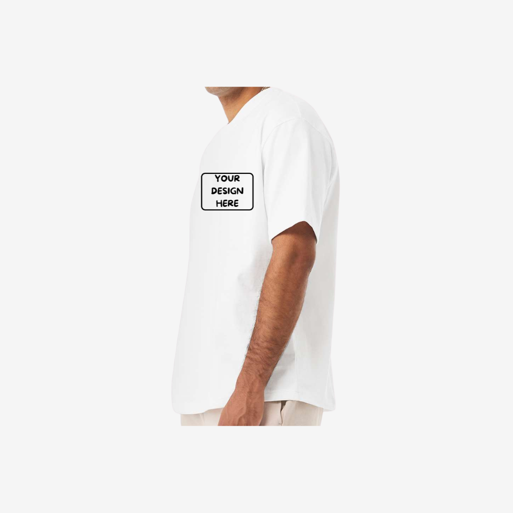 Bella Canvas unisex 7.5 oz heavyweight tee white side view custom premium oversized t shirt