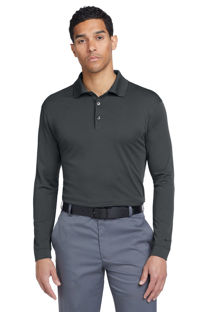 Nike Long Sleeve Dri-FIT Stretch Tech Polo in Anthracite, custom printing or embroidery