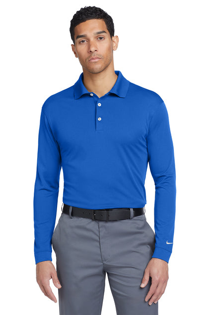 Nike Long Sleeve Dri-FIT Stretch Tech Polo in Blue Sapphire, custom printing or embroidery