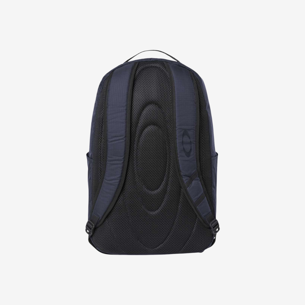 Back view of Oakley 28L Sport Backpack in Team Navy color with padded shoulder straps and ergonomic support