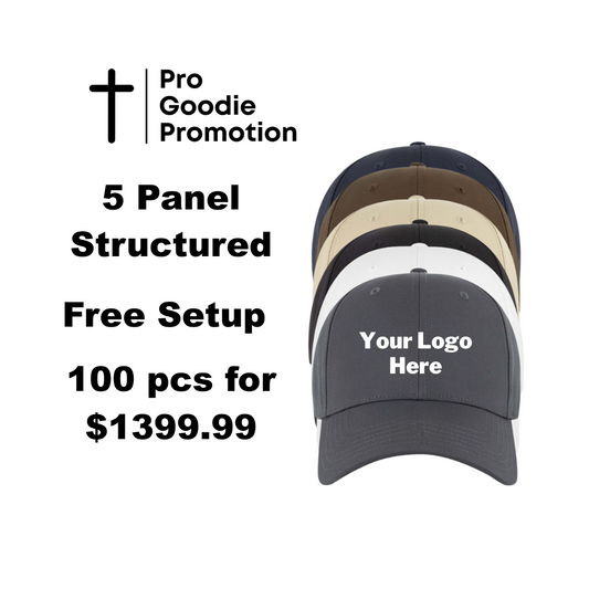 100 Premium 5 Panel Custom Embroidered Hats Color Options – Bulk Logo Embroidery by Pro Goodie Promotion