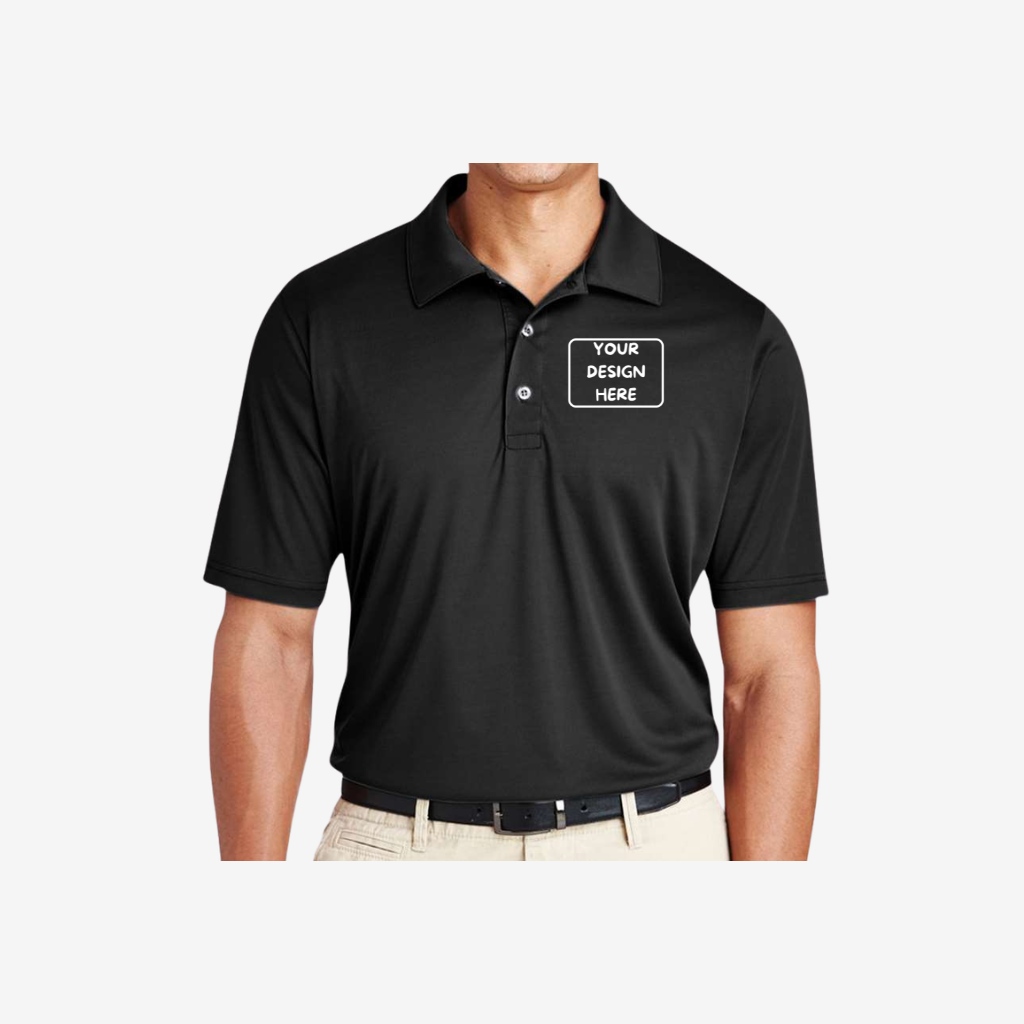 Team 365 men’s tall performance polo black moisture wicking custom uniform polo shirt