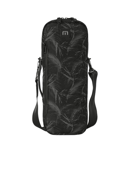 Front view of custom TravisMathew Gimme Cooler in Paradise blue color with logo embroidery for promotional and outdoor use
