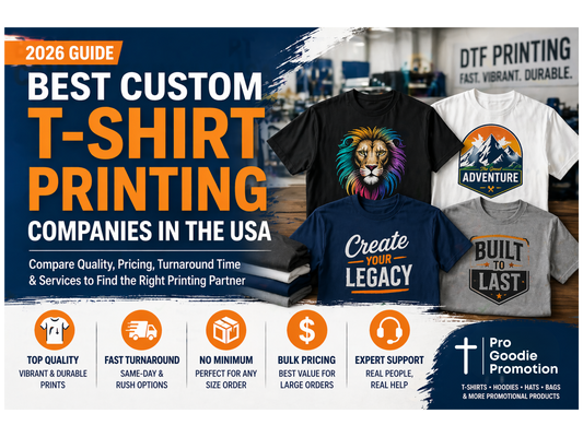 Best custom t-shirt printing companies in the USA 2026 cover image showing high-quality printed t-shirts, DTF printing, bulk orders, and same-day custom apparel services