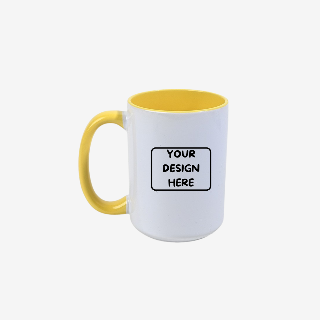 Custom 15 oz Glossy Two-Tone Ceramic Mugs | Full-Color Printing & Same-Day Printing Available