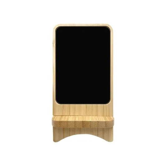 LED Light-Up Bamboo Wireless Charger Stand – Custom Engraved Fast Charging Dock | Eco-Friendly Wireless Phone Charger