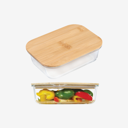 Glass Food Container with Bamboo Lid – Airtight, Eco-Friendly Meal Prep Storage