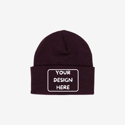 Maroon and Black Berne H150 Heritage Knit Cuff Beanie with rib-knit fabric and a fold-over cuff