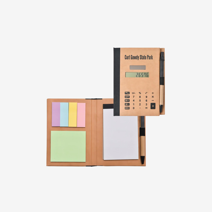 Recycled Cardboard Notebook w/ Calculator and Sticky Tabs