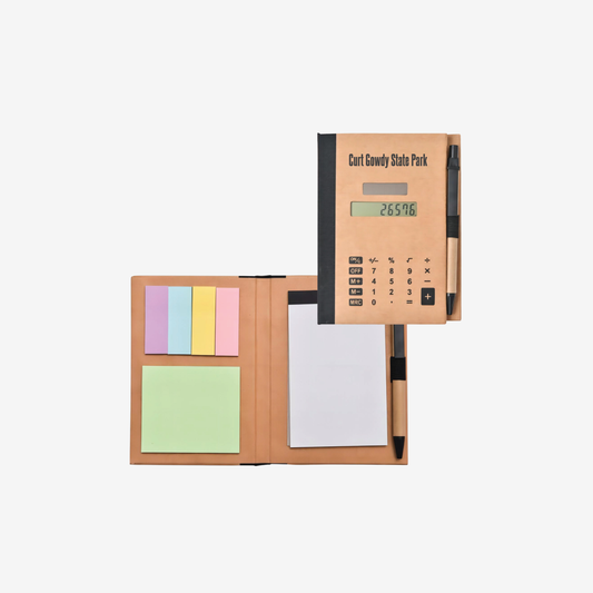 Recycled Cardboard Notebook w/ Calculator and Sticky Tabs