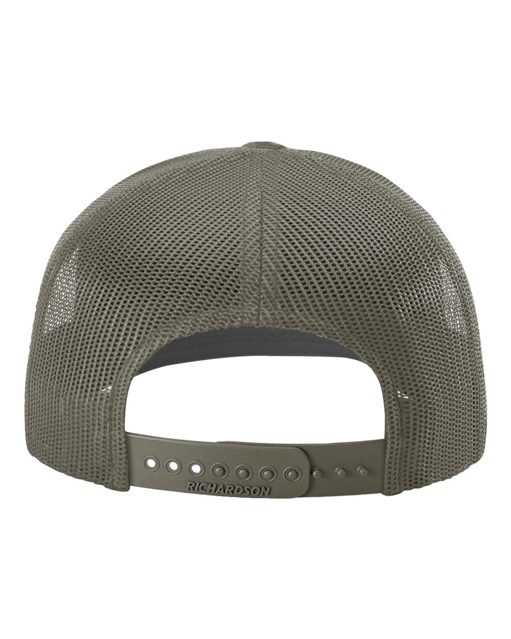 Back view of Army Olive Richardson 112T Tactical Trucker Cap with adjustable snapback closure