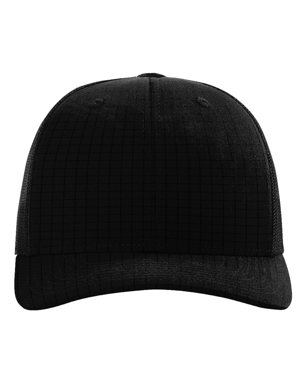 Black Richardson 112T Tactical Trucker Cap with custom embroidery