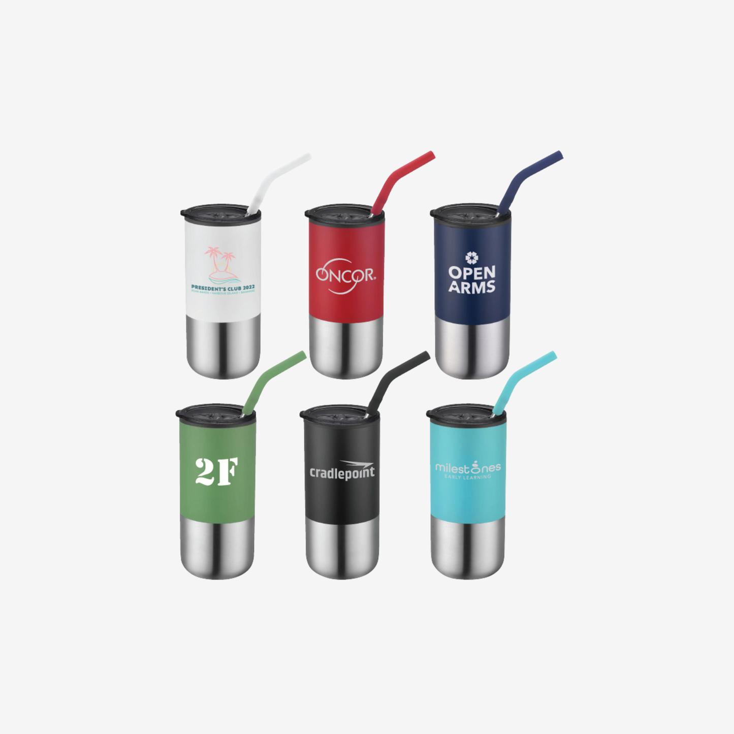 Emery 18 oz. Double Walled Stainless Steel Tumbler w/Silicone Tip Straw