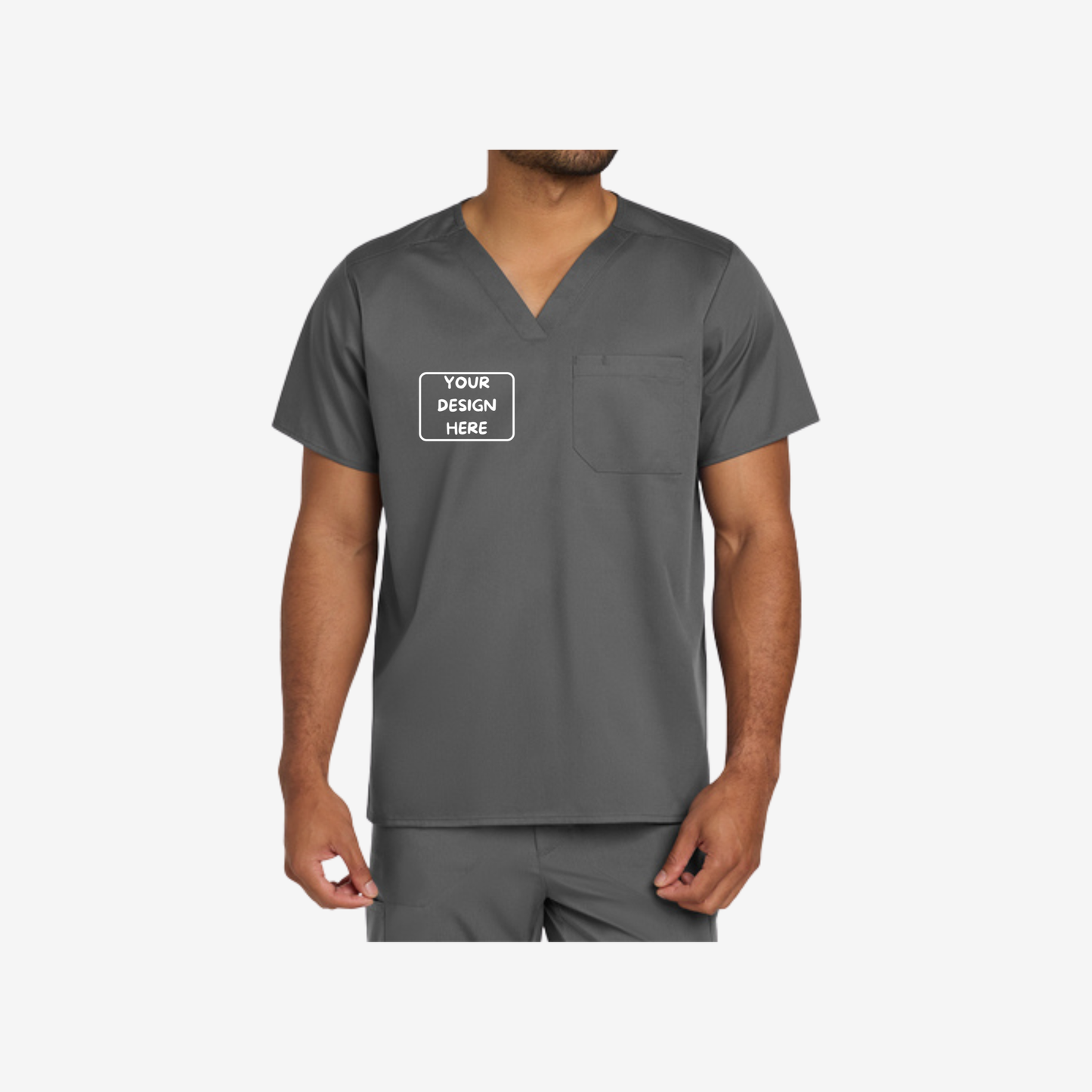 Wink Unisex Chest Pocket V-Neck Scrub Top