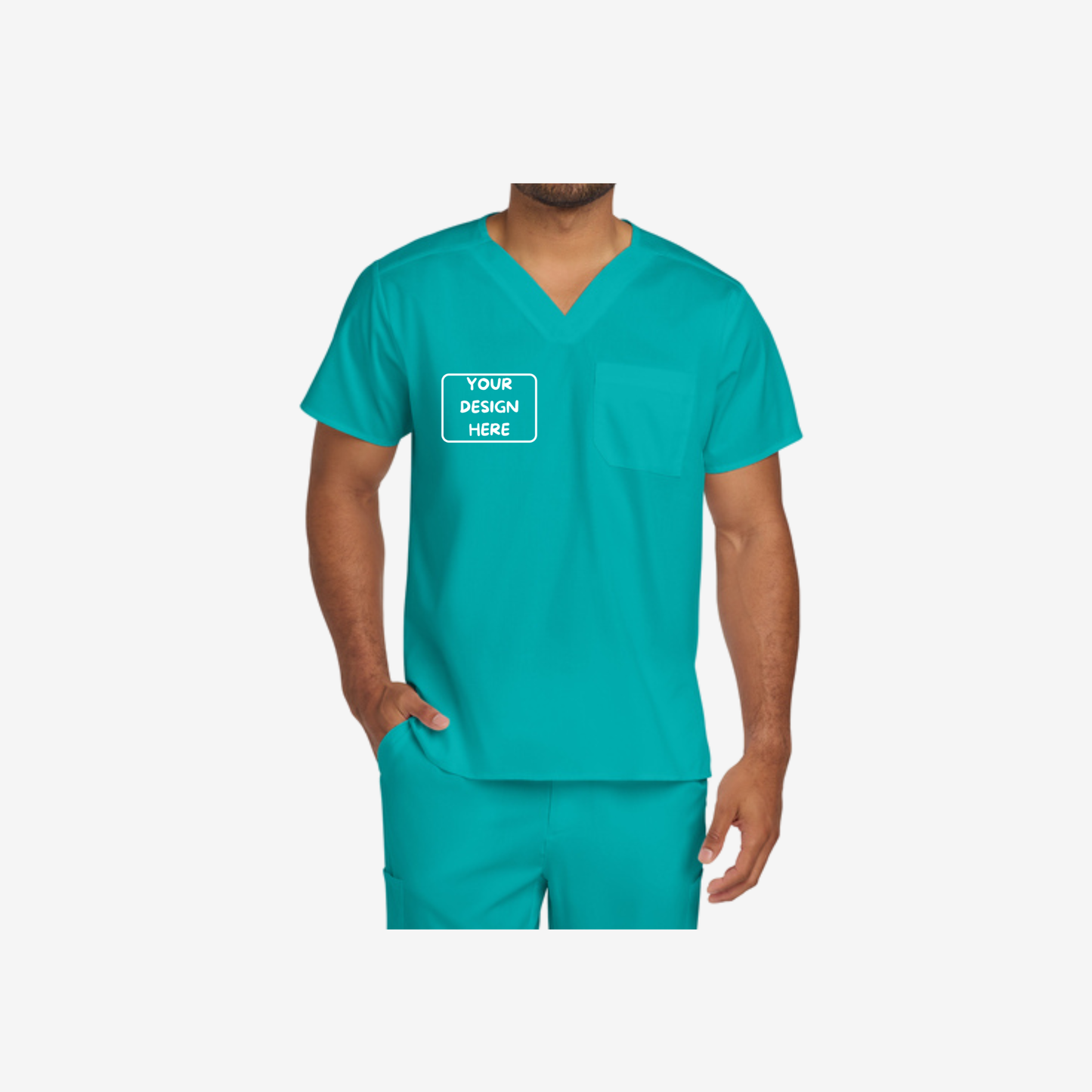 Wink Unisex Chest Pocket V-Neck Scrub Top