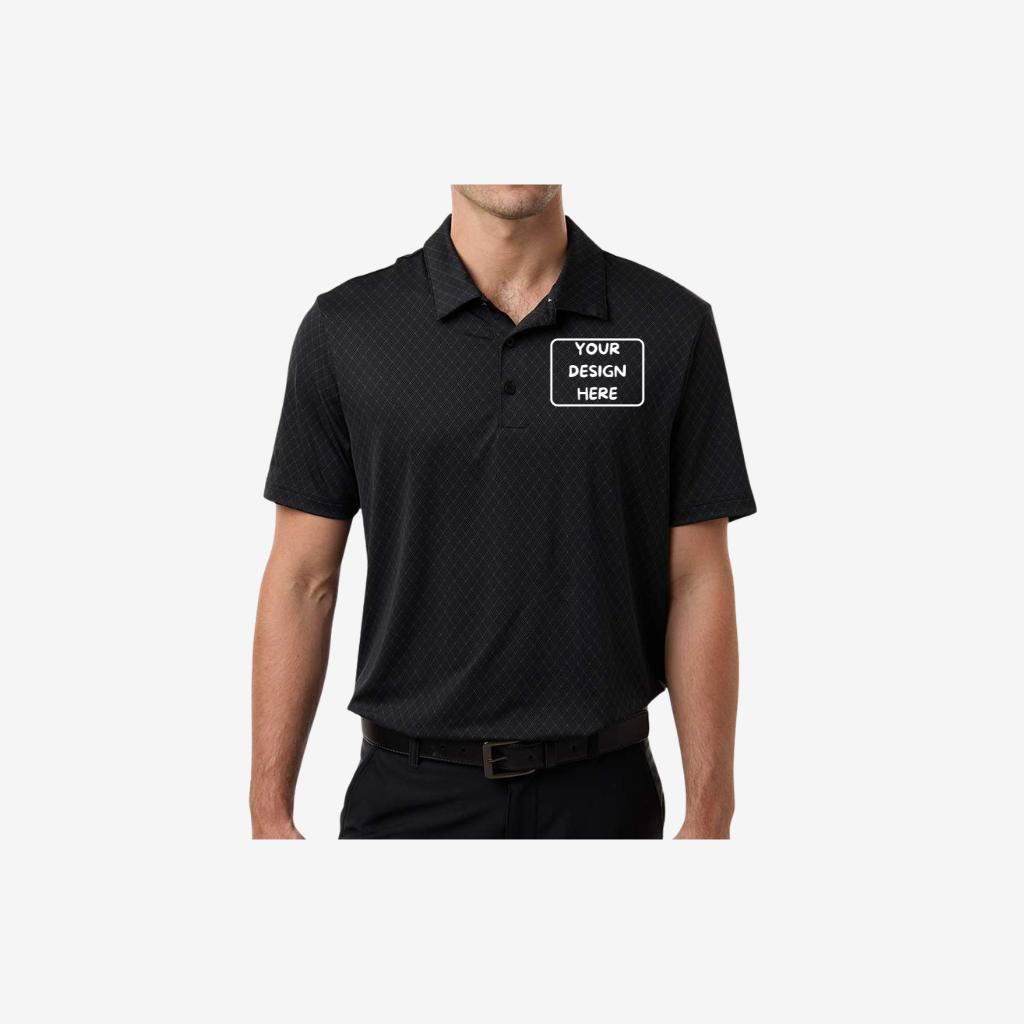 Adidas men’s 4 way stretch printed polo carbon custom embroidered premium golf uniform shirt