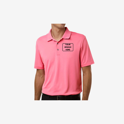 adidas mens performance polo bliss pink custom embroidered performance polo