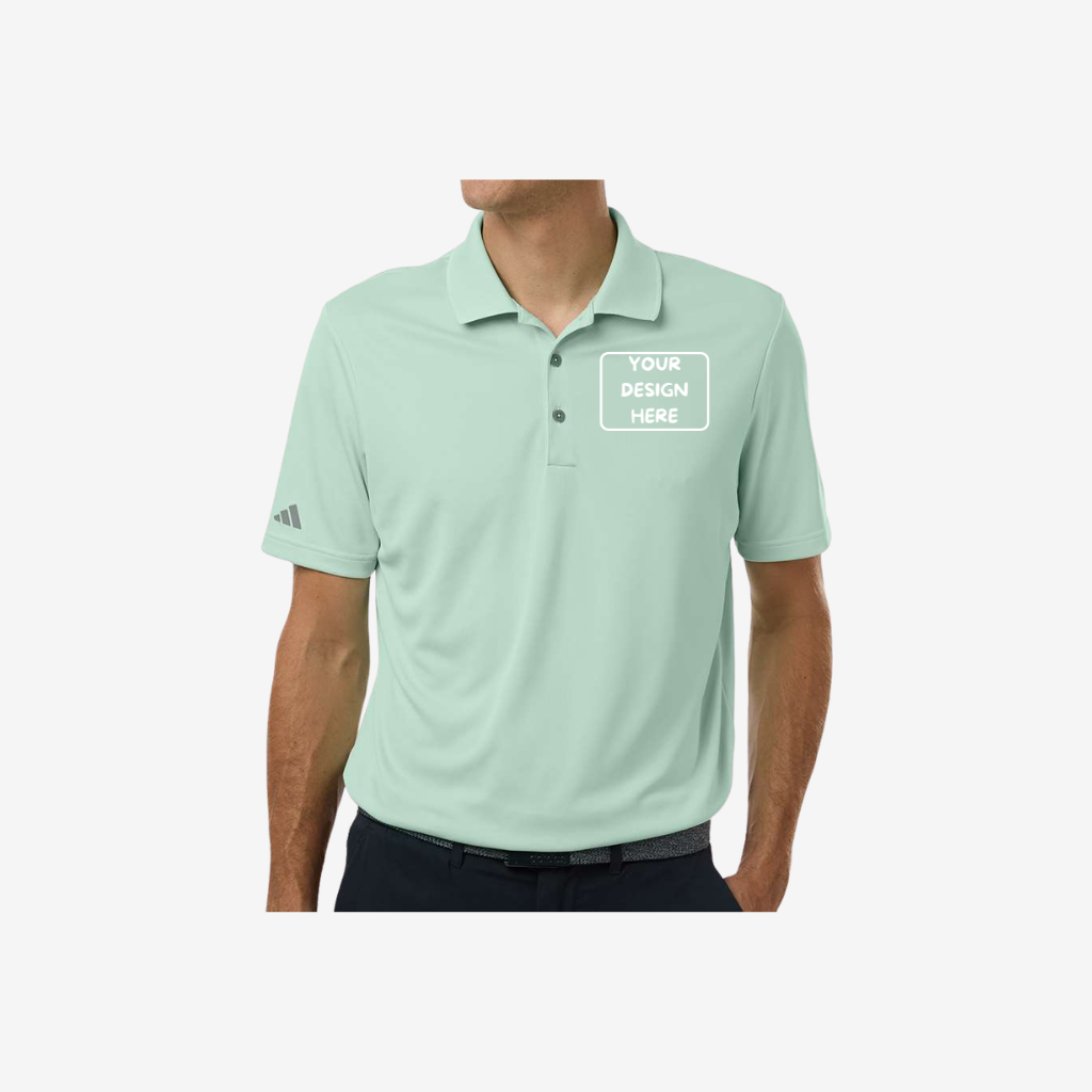 adidas mens performance polo clear mint custom company polo shirt embroidery and printing