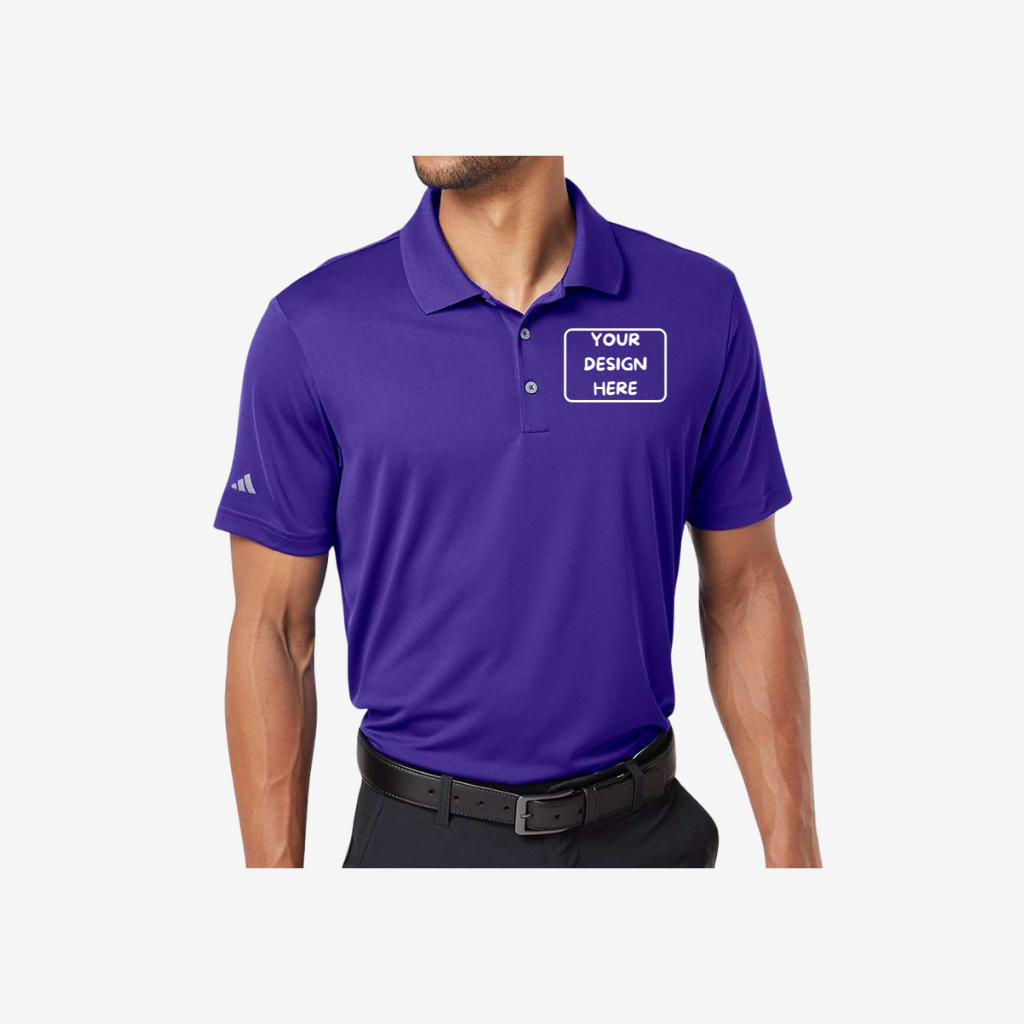 adidas mens performance polo collegiate purple custom logo performance polo