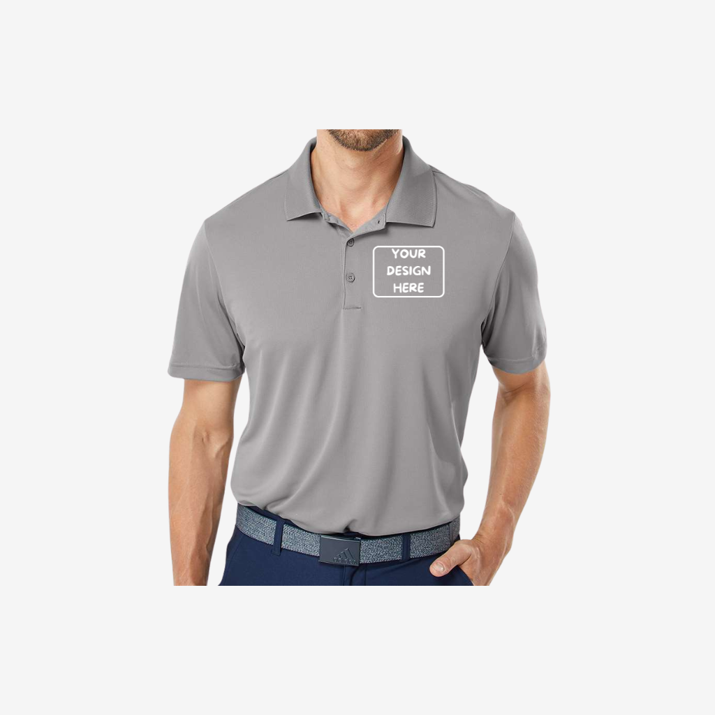 adidas mens performance polo grey three custom embroidered business polo