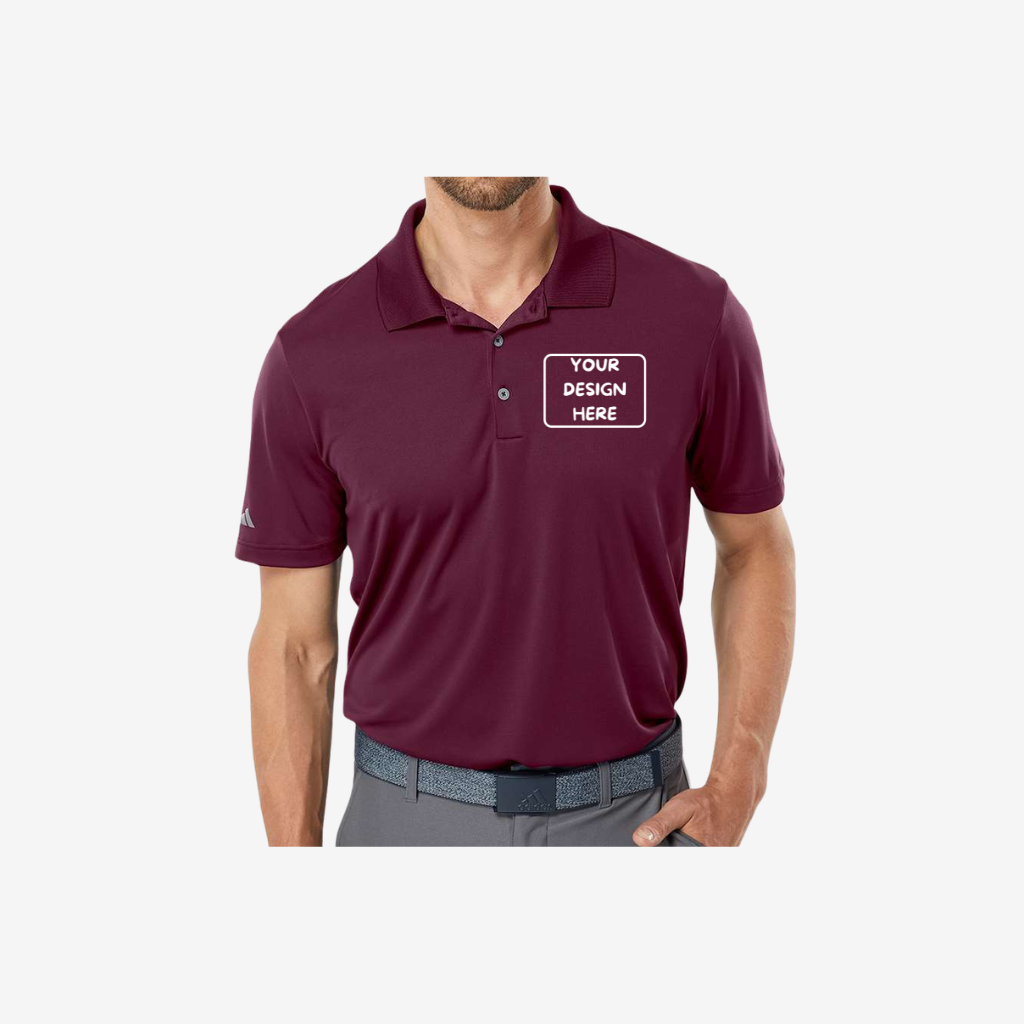 adidas mens performance polo maroon custom logo embroidered polo shirt