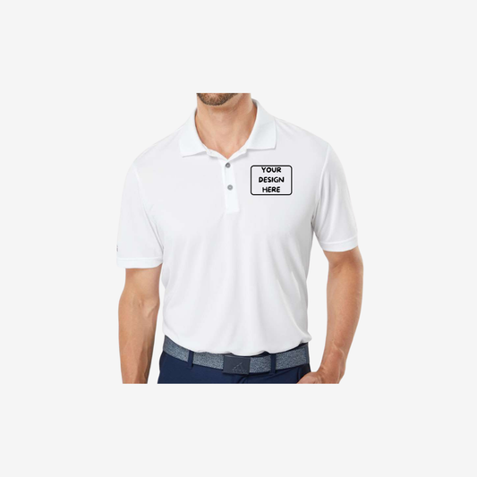 adidas mens performance polo white custom embroidery and printing corporate apparel
