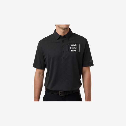 Adidas Ultimate365 jacquard polo carbon black custom embroidered corporate performance polo shirt