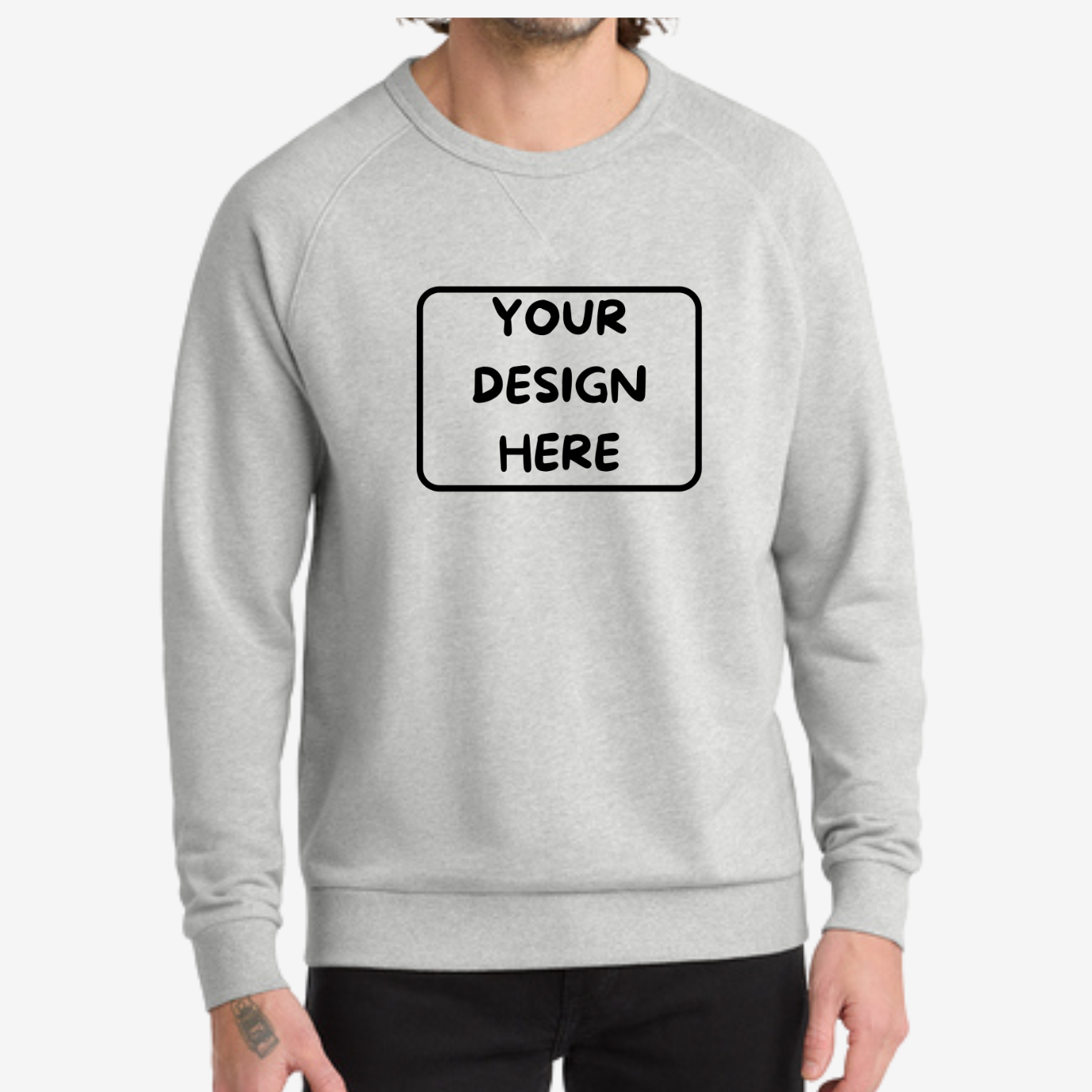 Allmade Organic French Terry Sweatshirt in Granite Grey Heather, soft eco-conscious unisex French terry perfect for custom apparel