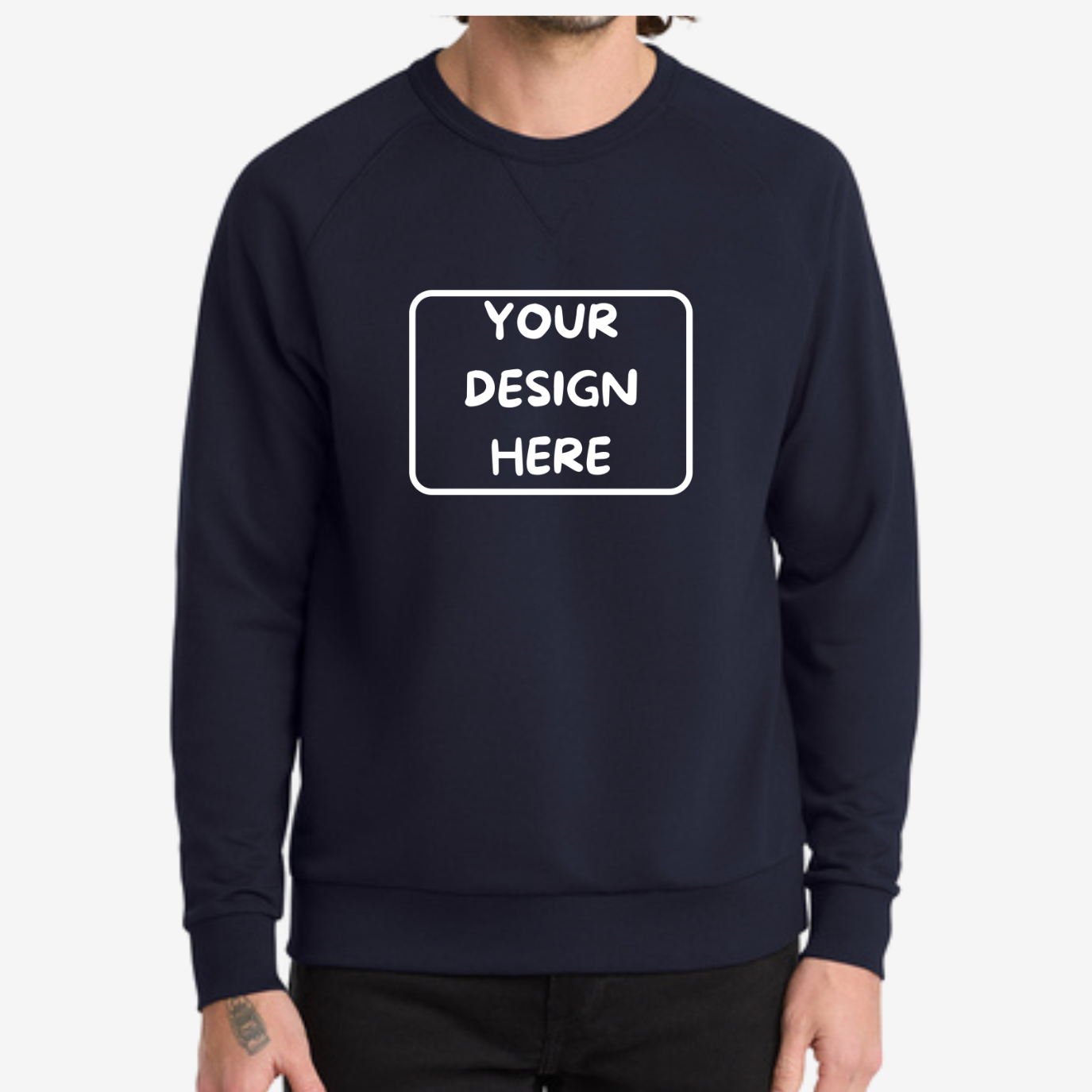 Allmade Organic French Terry Sweatshirt in Night Sky Navy, sustainable premium unisex fleece for custom DTF and embroidery