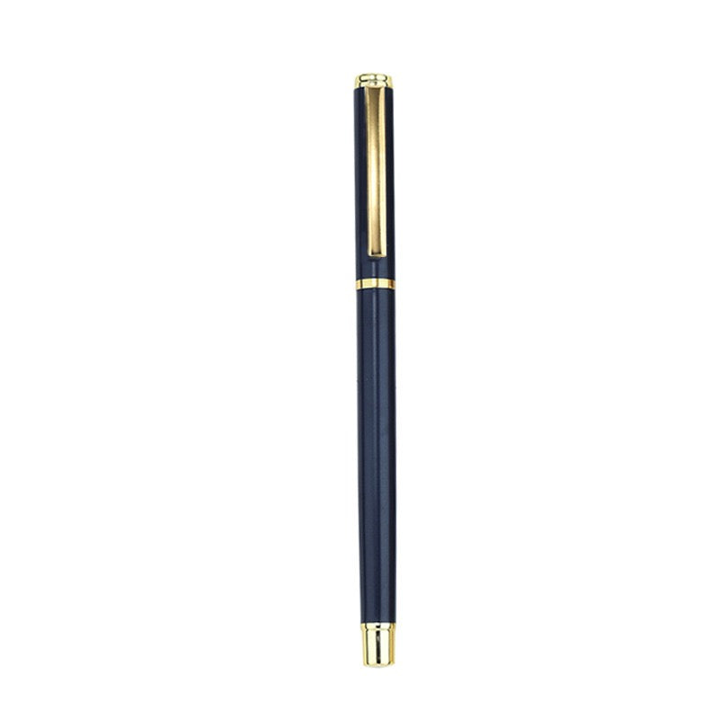 Navy blue Apex 1902 promotional metal pen printed with a company logo