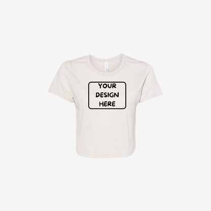 Bella Canvas women's flowy crop tee heather dust custom boutique cropped shirt