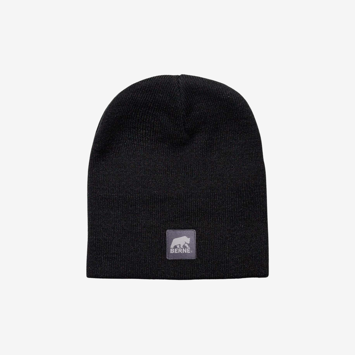 Back view of Black Berne Apparel H149 Heritage Knit Beanie showing the rib-knit texture