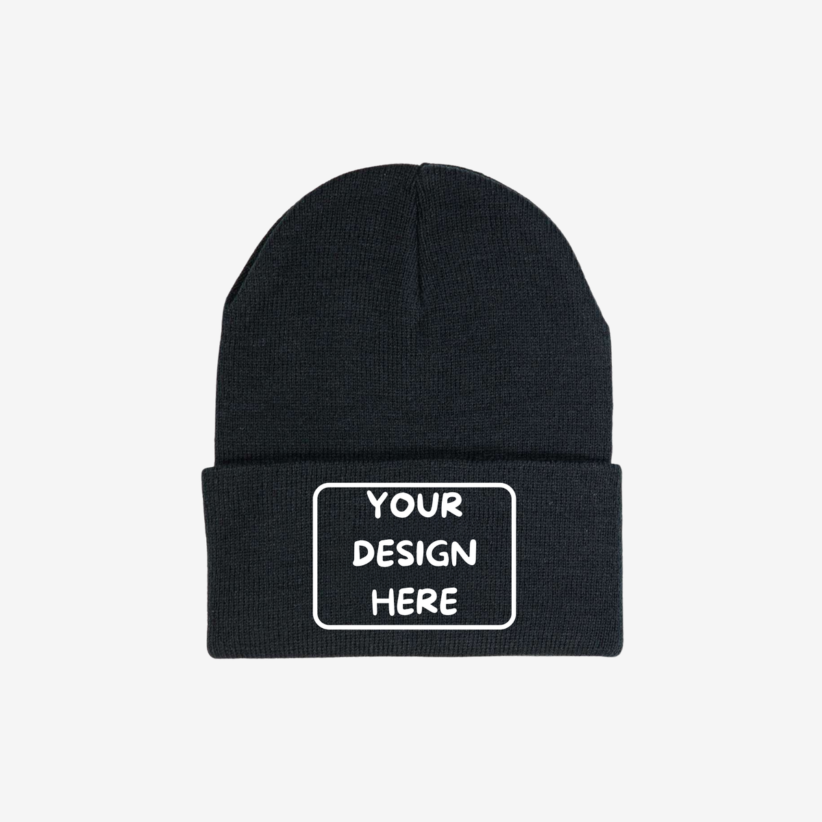 Back view of Black Berne H150 Heritage Knit Cuff Beanie showing the rib-knit fabric and folded cuff