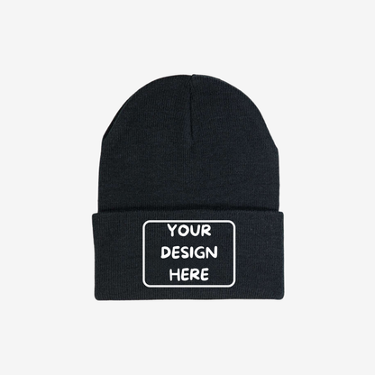 Back view of Black Berne H150 Heritage Knit Cuff Beanie showing the rib-knit fabric and folded cuff