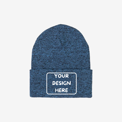 Blue and Black Berne H150 Heritage Knit Cuff Beanie with rib-knit fabric and a fold-over cuff