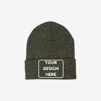 Cedar Green Heather Berne H150 Heritage Knit Cuff Beanie with heathered rib-knit fabric and a fold-over cuff