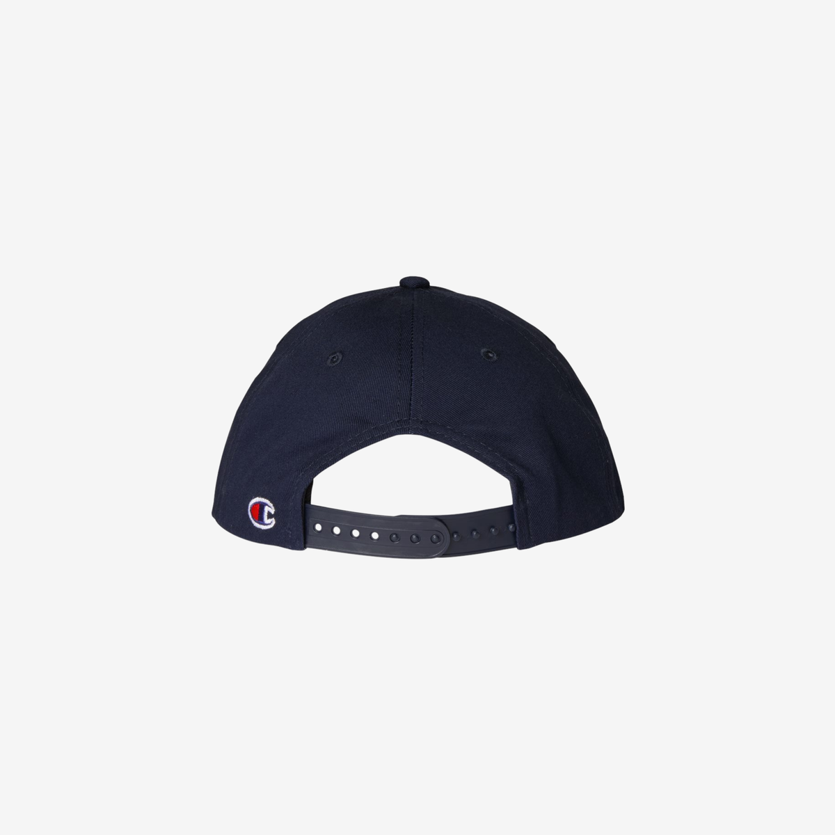 Back view of Navy Champion CHRT0 Game Day cap showing the perforated panels and adjustable snapback closure