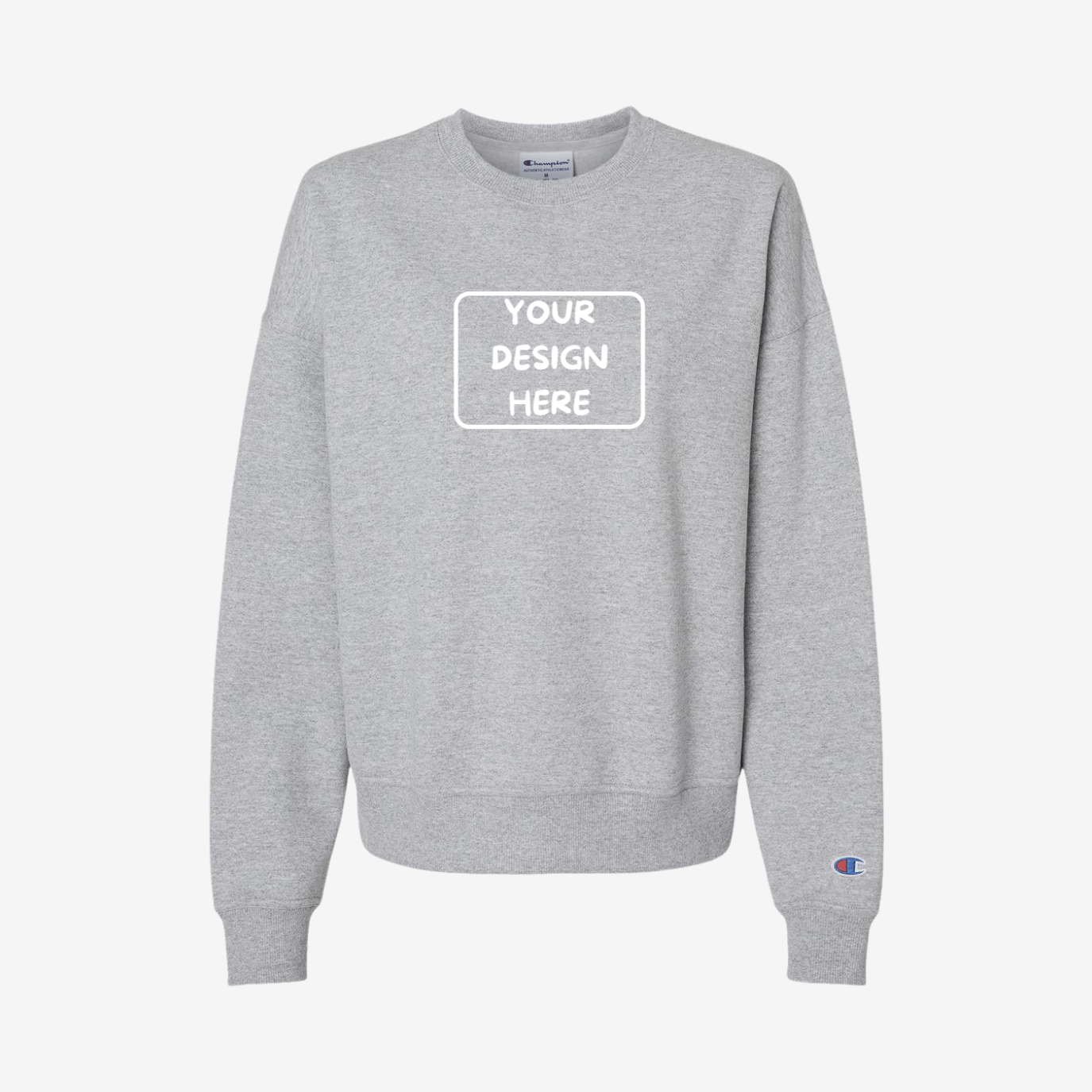 Champion Women’s Powerblend Crewneck Sweatshirt in Light Steel, soft premium women’s fleece ideal for custom printing and embroidery