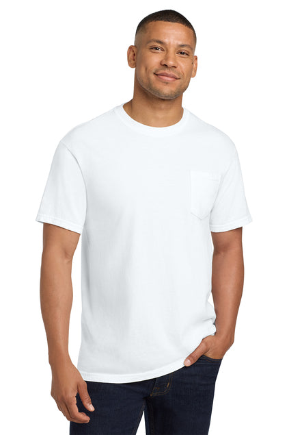 Comfort Colors White Heavyweight Ring Spun Pocket Tee – 100 pcs full-color custom printing