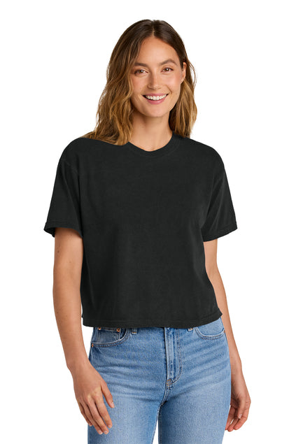 Comfort Colors Women's Heavyweight Boxy Tee in Black – 100 pcs full-color printed custom t-shirts, free shipping and same-day pickup