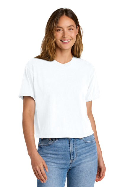 Comfort Colors Women's Heavyweight Boxy Tee in White – 100 pcs with full-color custom printing, same-day pickup San Diego