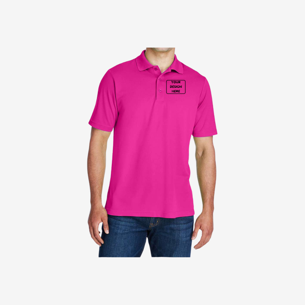 core365 mens origin performance pique polo bright magenta custom embroidered polo
