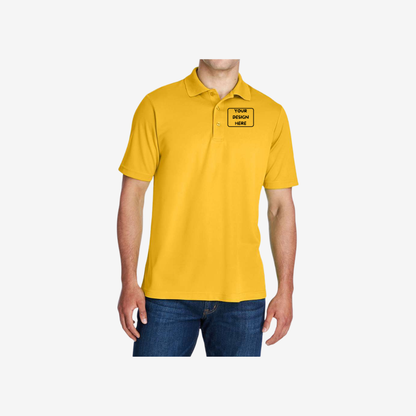 core365 mens origin performance pique polo campus gold custom logo polo shirt