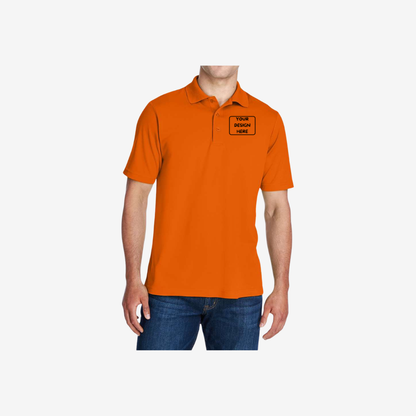 core365 mens origin performance pique polo campus orange custom embroidery and printing