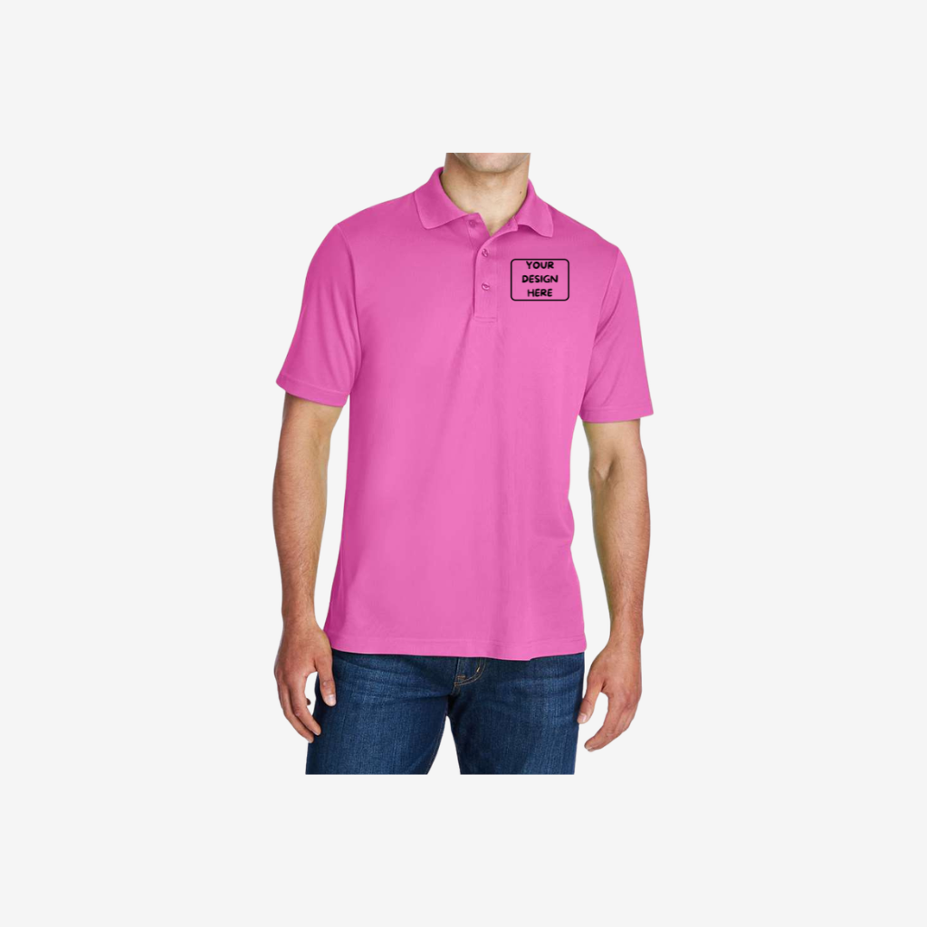 core365 mens origin performance pique polo charity pink custom embroidered polo shirt