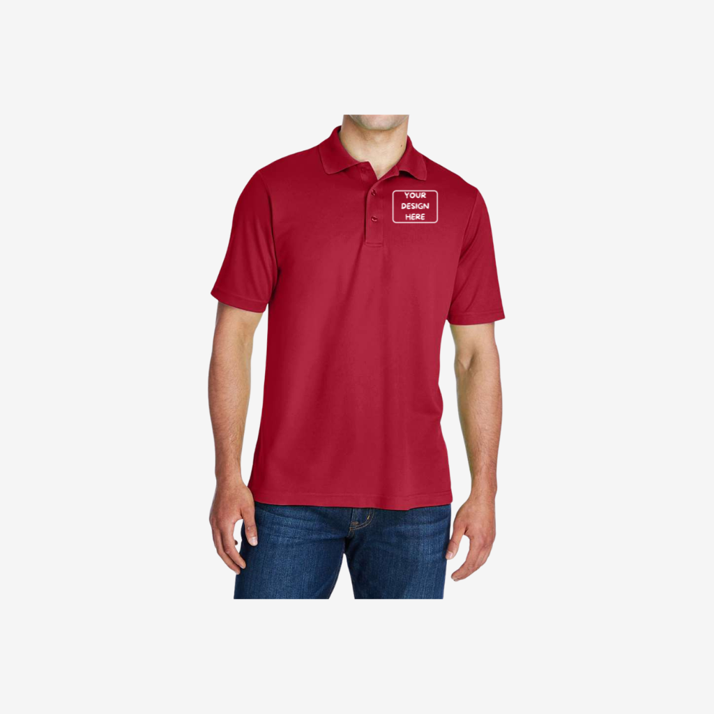 core365 mens origin performance pique polo classic red custom embroidery corporate apparel