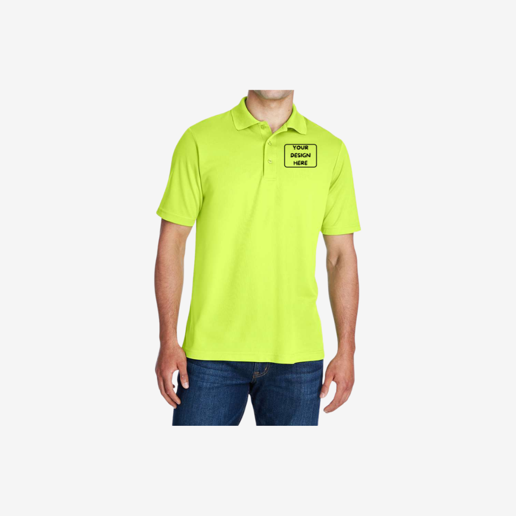 core365 mens origin performance pique polo safety yellow custom work polo shirt