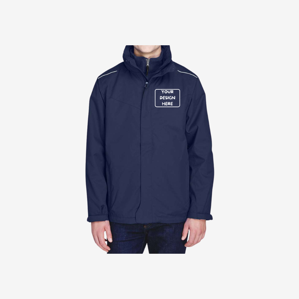 core365 mens region 3 in 1 jacket with fleece liner classic navy custom embroidery and printing