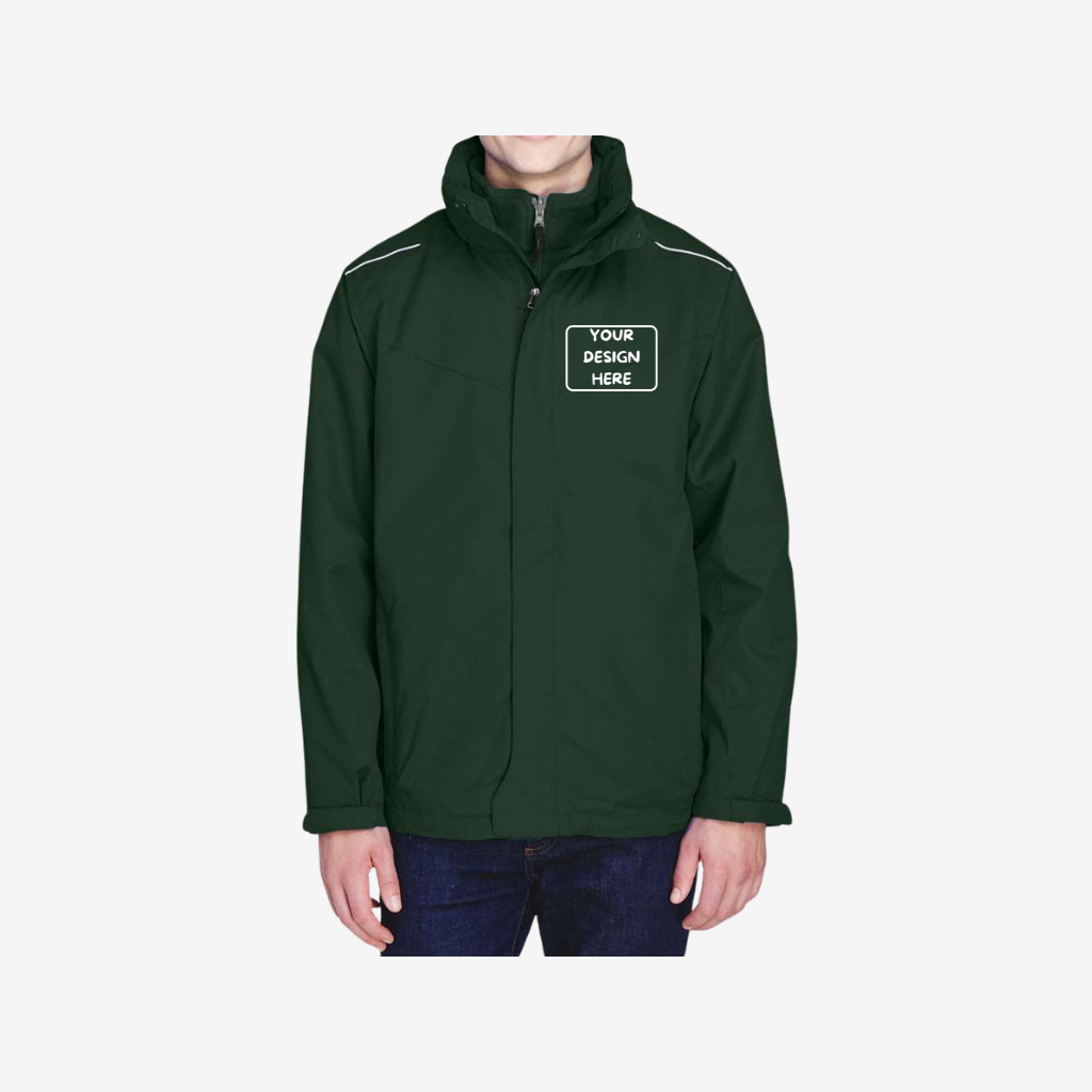 core365 mens region 3 in 1 jacket with fleece liner forest custom corporate apparel